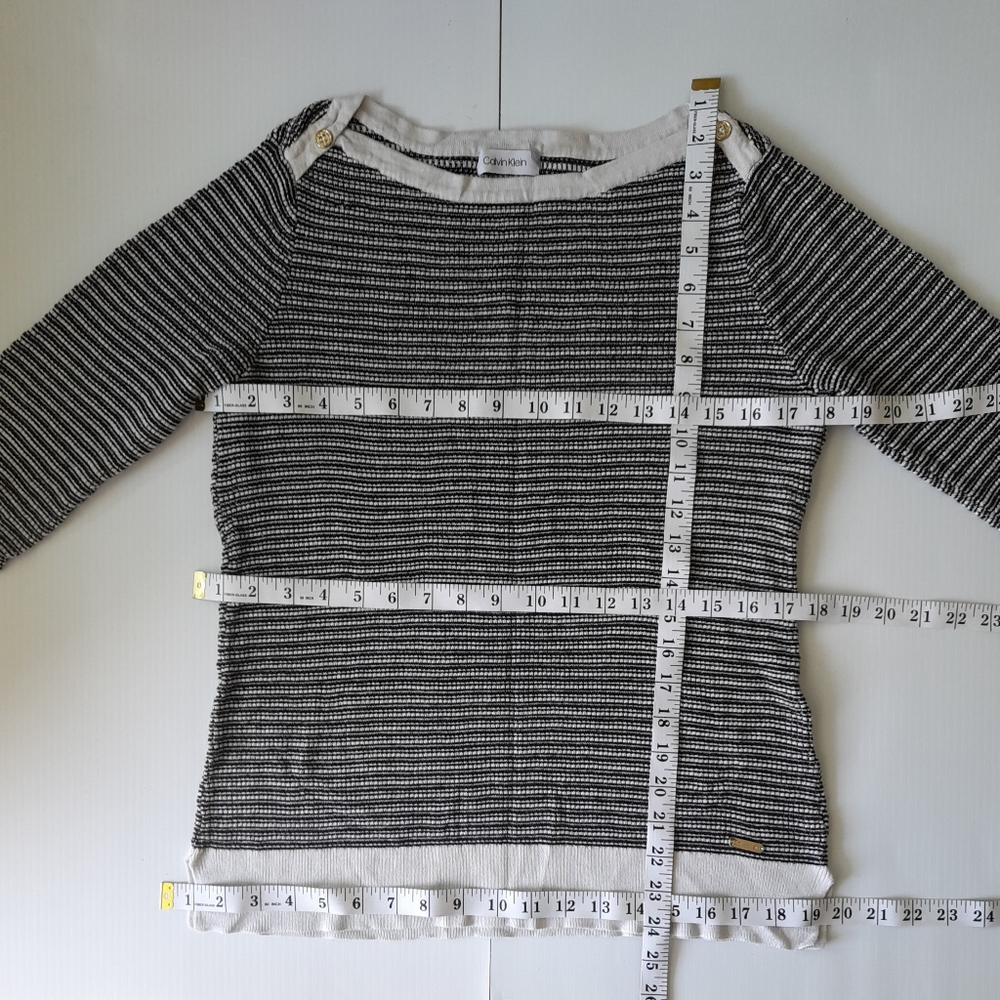 ● Calvin Klein | Women Boat neck stripped sweatshirt - Picture 10 of 16